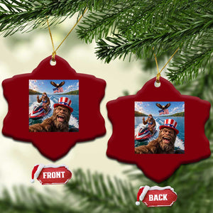 Patriotic Bigfoot Squad Chill Summer Vacation Graphic Ceramic Ornament TS12 Print Your Wear