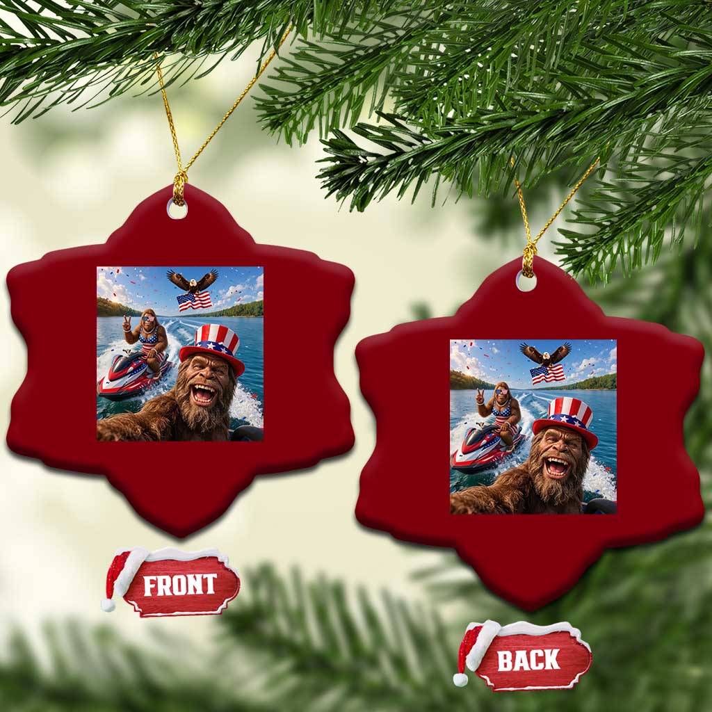 Patriotic Bigfoot Squad Chill Summer Vacation Graphic Ceramic Ornament TS12 Print Your Wear