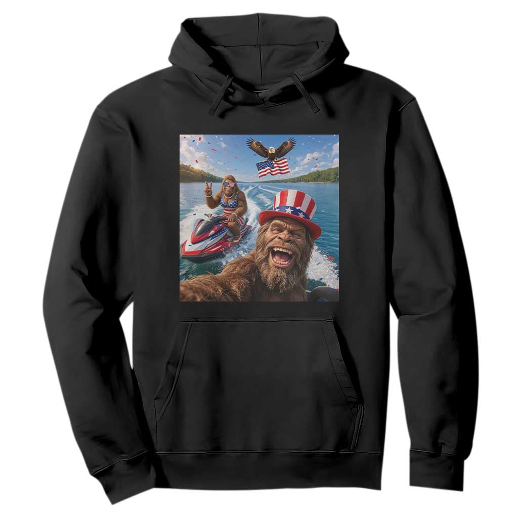 Patriotic Bigfoot Squad Chill Summer Vacation Graphic Hoodie TS12 Black Print Your Wear