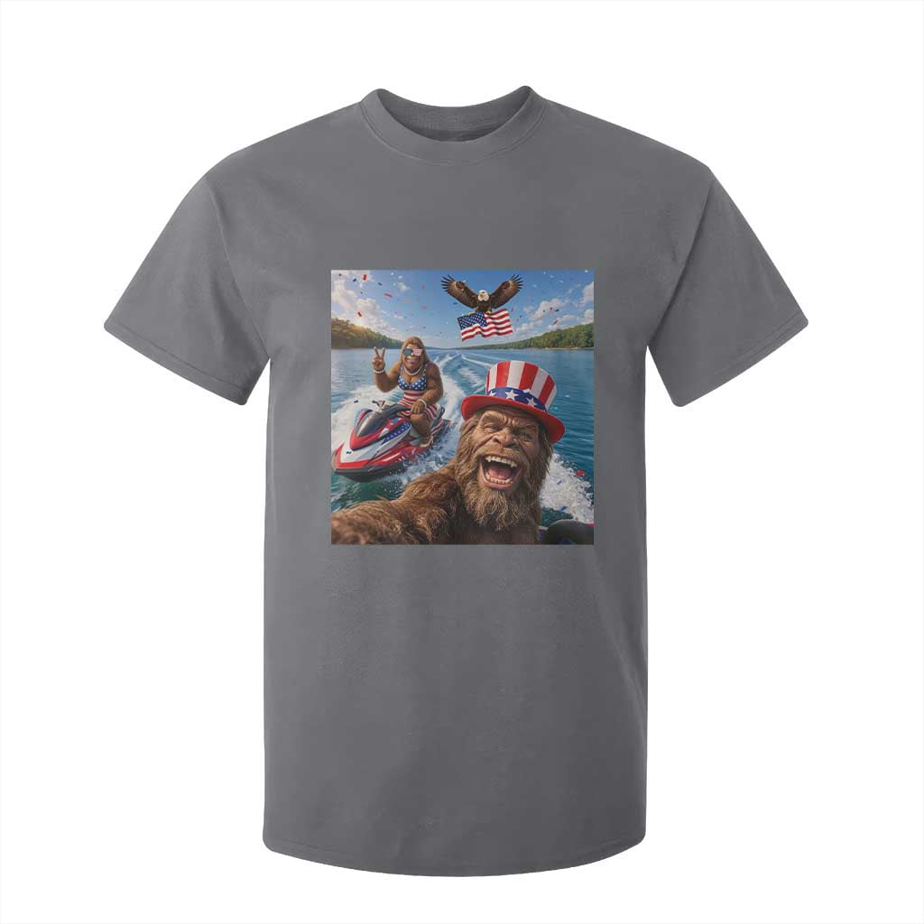 Patriotic Bigfoot Squad Chill Summer Vacation Graphic T Shirt For Kid TS12 Charcoal Print Your Wear