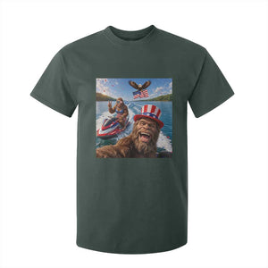 Patriotic Bigfoot Squad Chill Summer Vacation Graphic T Shirt For Kid TS12 Dark Forest Green Print Your Wear