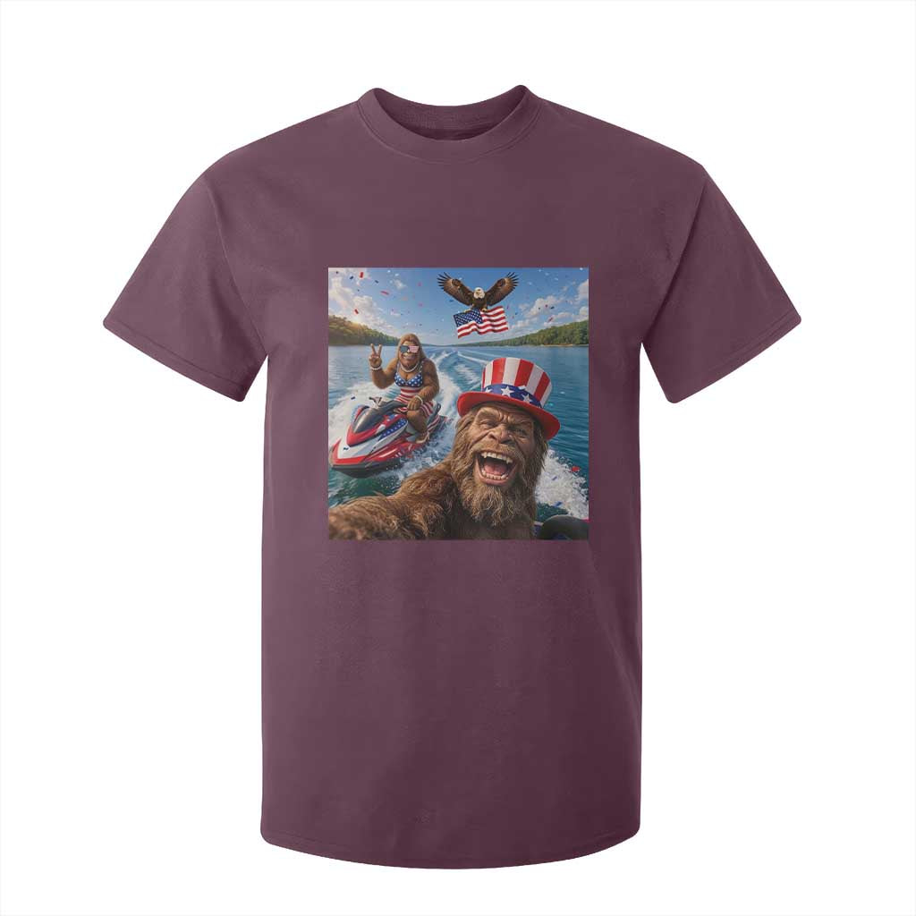 Patriotic Bigfoot Squad Chill Summer Vacation Graphic T Shirt For Kid TS12 Maroon Print Your Wear