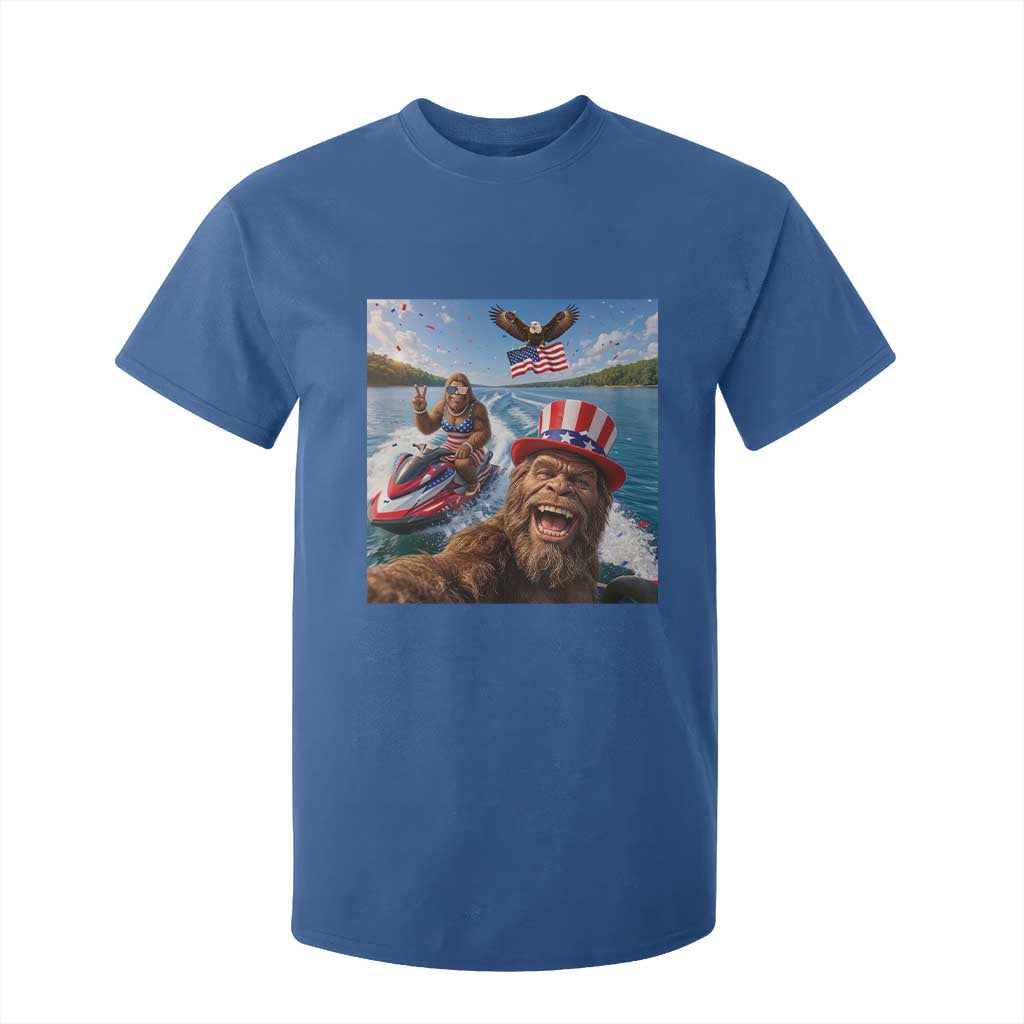 Patriotic Bigfoot Squad Chill Summer Vacation Graphic T Shirt For Kid TS12 Royal Blue Print Your Wear