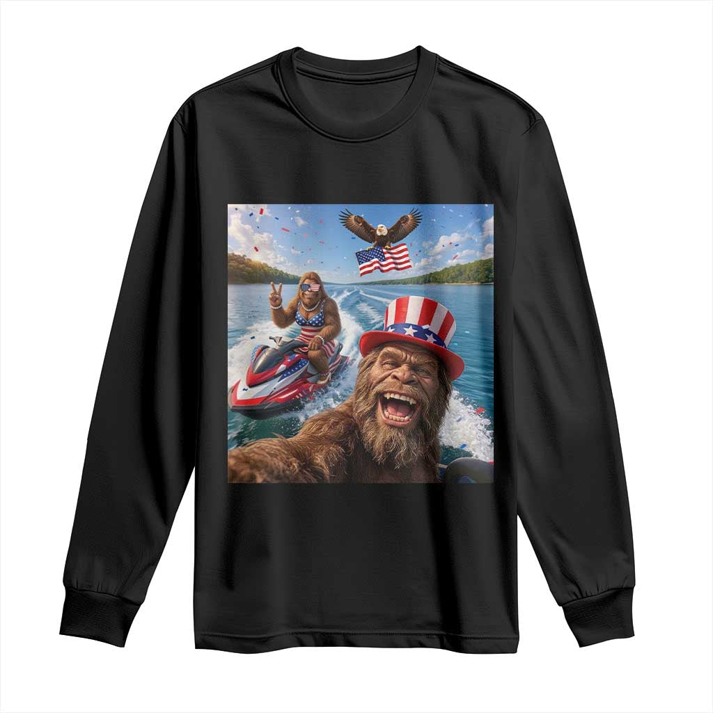 Patriotic Bigfoot Squad Chill Summer Vacation Graphic Long Sleeve Shirt TS12 Black Print Your Wear