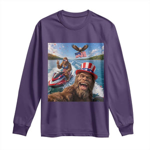Patriotic Bigfoot Squad Chill Summer Vacation Graphic Long Sleeve Shirt TS12 Purple Print Your Wear