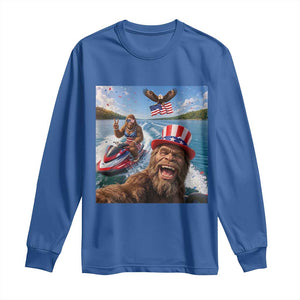 Patriotic Bigfoot Squad Chill Summer Vacation Graphic Long Sleeve Shirt TS12 Royal Blue Print Your Wear