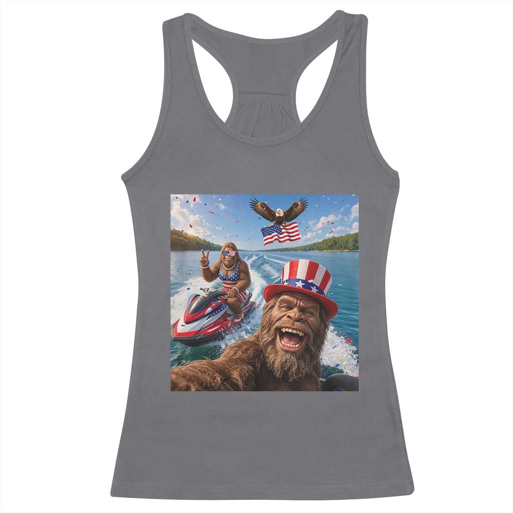 Patriotic Bigfoot Squad Chill Summer Vacation Graphic Racerback Tank Top TS12 Charcoal Print Your Wear