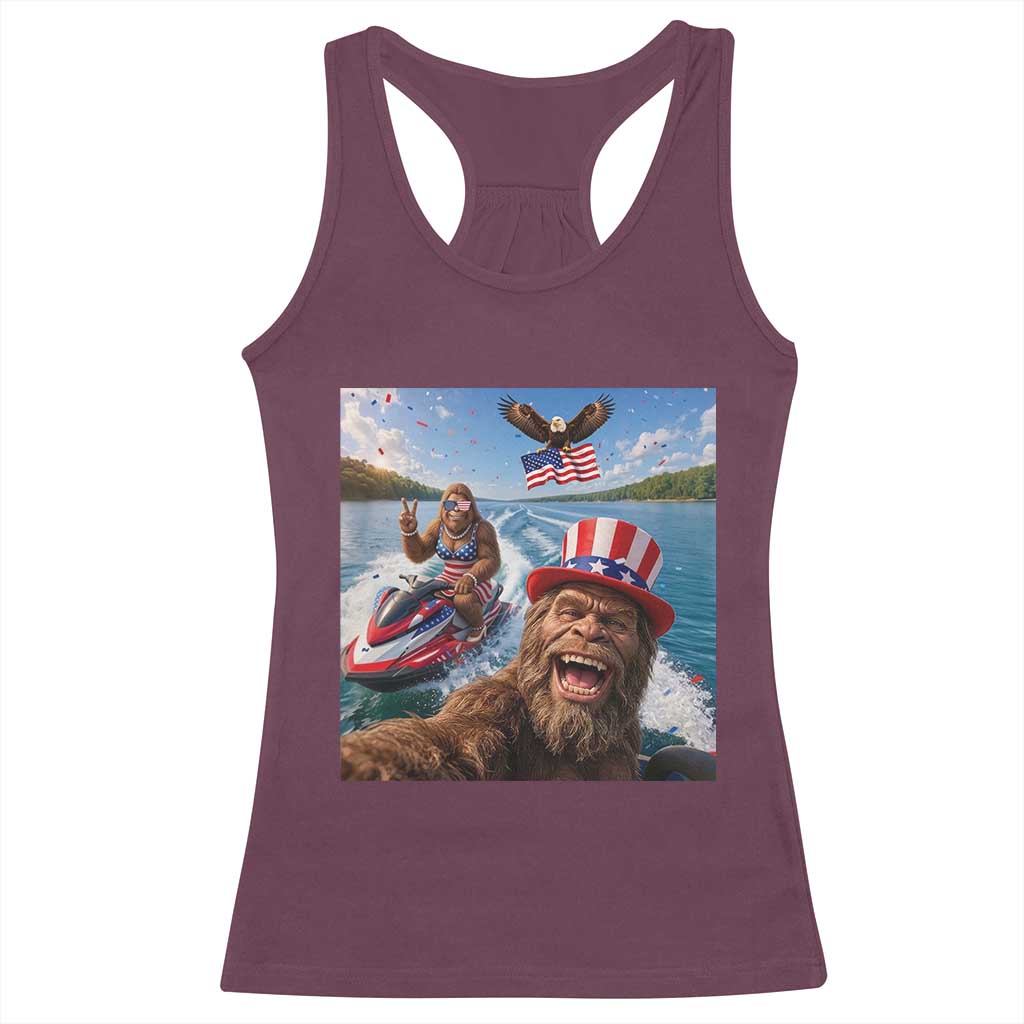 Patriotic Bigfoot Squad Chill Summer Vacation Graphic Racerback Tank Top TS12 Maroon Print Your Wear