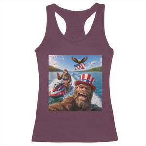 Patriotic Bigfoot Squad Chill Summer Vacation Graphic Racerback Tank Top TS12 Maroon Print Your Wear