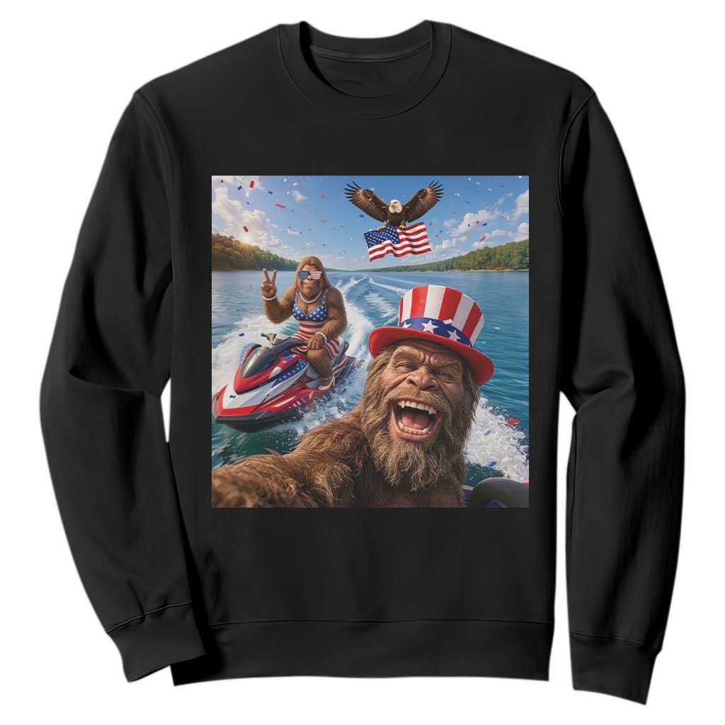 Patriotic Bigfoot Squad Chill Summer Vacation Graphic Sweatshirt TS12 Black Print Your Wear