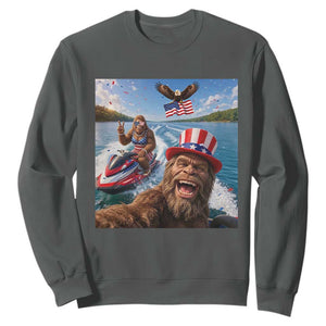 Patriotic Bigfoot Squad Chill Summer Vacation Graphic Sweatshirt TS12 Dark Heather Print Your Wear