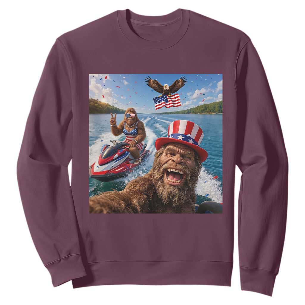 Patriotic Bigfoot Squad Chill Summer Vacation Graphic Sweatshirt TS12 Maroon Print Your Wear