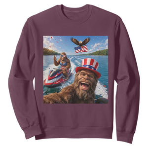 Patriotic Bigfoot Squad Chill Summer Vacation Graphic Sweatshirt TS12 Maroon Print Your Wear