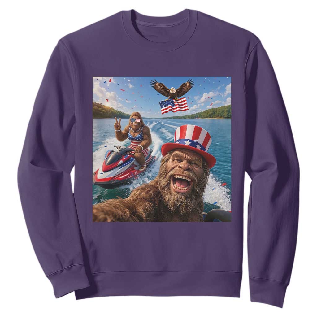 Patriotic Bigfoot Squad Chill Summer Vacation Graphic Sweatshirt TS12 Purple Print Your Wear