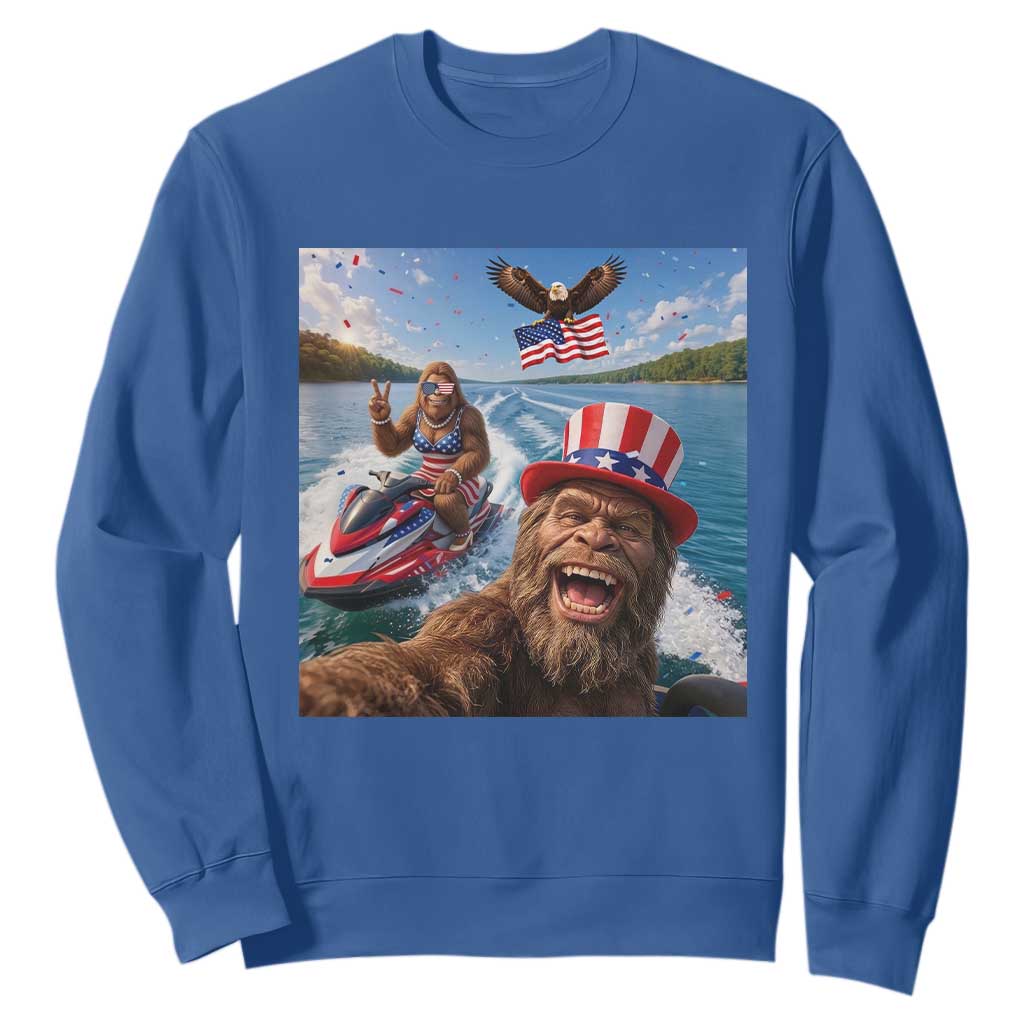 Patriotic Bigfoot Squad Chill Summer Vacation Graphic Sweatshirt TS12 Royal Blue Print Your Wear