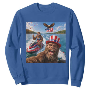Patriotic Bigfoot Squad Chill Summer Vacation Graphic Sweatshirt TS12 Royal Blue Print Your Wear