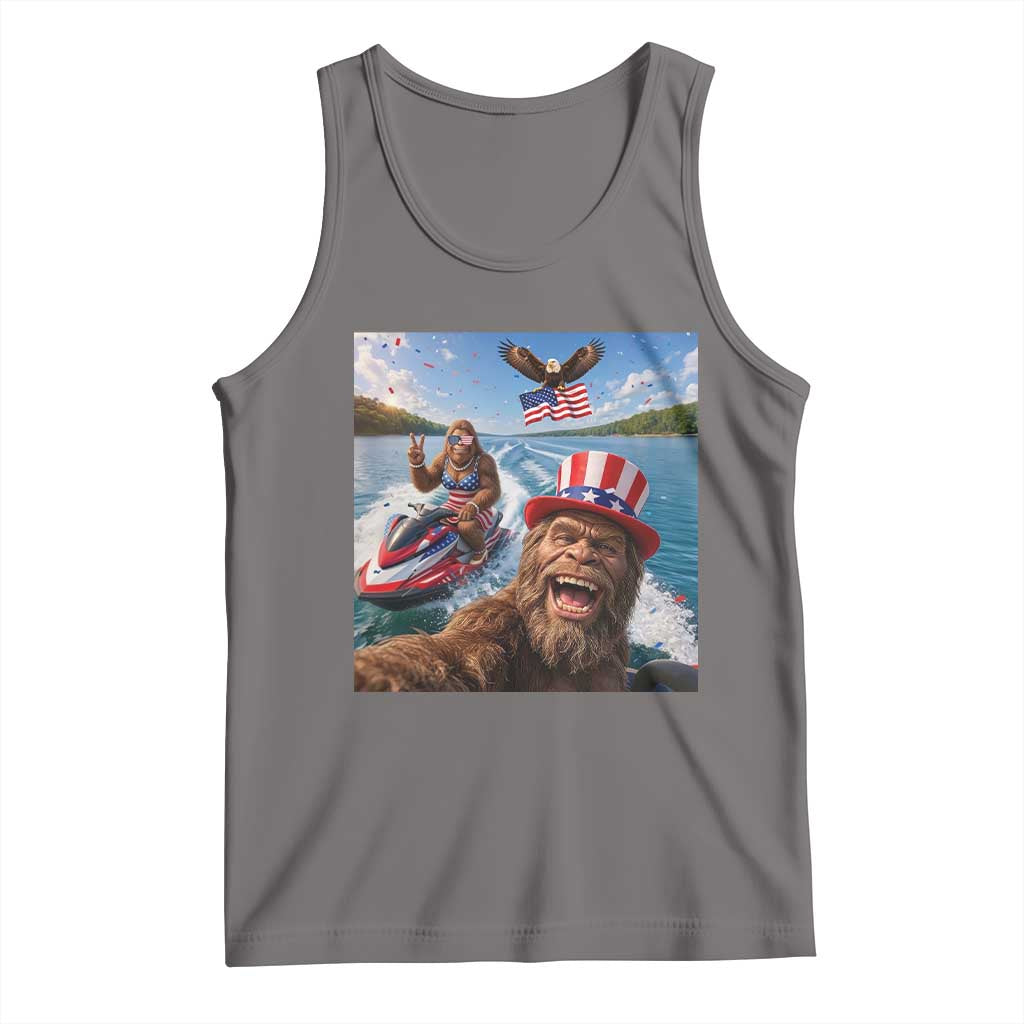 Patriotic Bigfoot Squad Chill Summer Vacation Graphic Tank Top TS12 Deep Heather Print Your Wear