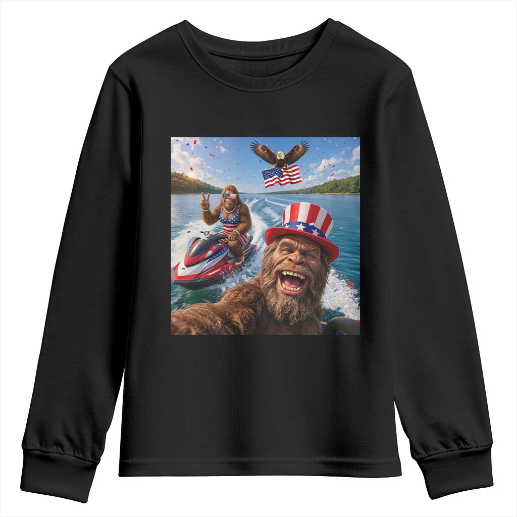 Patriotic Bigfoot Squad Chill Summer Vacation Graphic Youth Sweatshirt TS12 Black Print Your Wear
