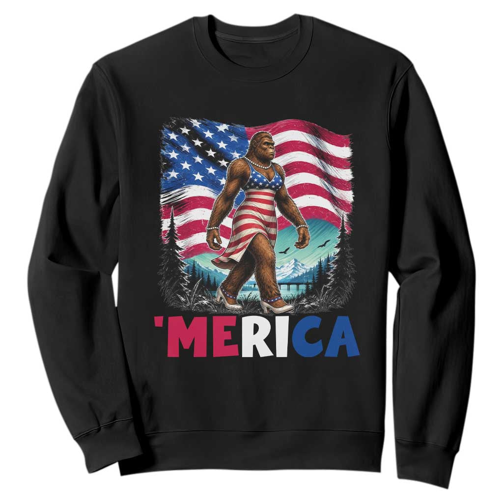 Funny Patriotic Sexy Bigfoot Sweatshirt Merica USA 250th Anniversary TS12 Black Print Your Wear