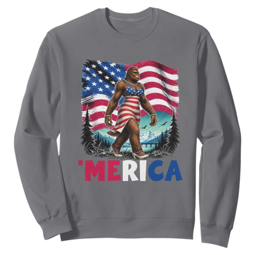 Funny Patriotic Sexy Bigfoot Sweatshirt Merica USA 250th Anniversary TS12 Charcoal Print Your Wear
