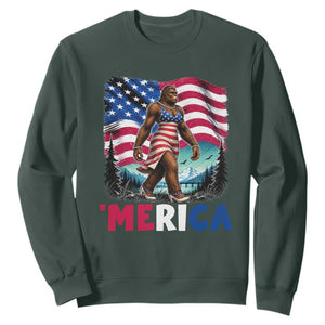Funny Patriotic Sexy Bigfoot Sweatshirt Merica USA 250th Anniversary TS12 Dark Forest Green Print Your Wear
