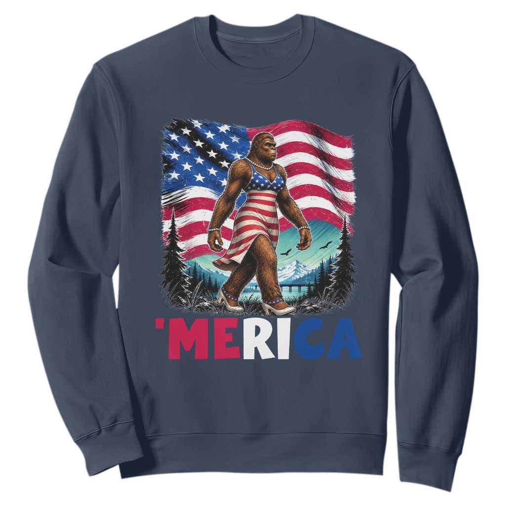 Funny Patriotic Sexy Bigfoot Sweatshirt Merica USA 250th Anniversary TS12 Navy Print Your Wear
