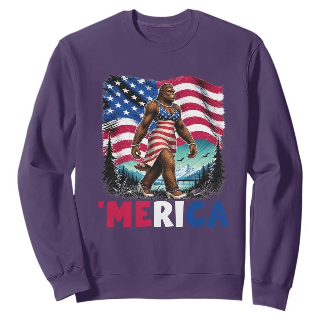 Funny Patriotic Sexy Bigfoot Sweatshirt Merica USA 250th Anniversary TS12 Purple Print Your Wear
