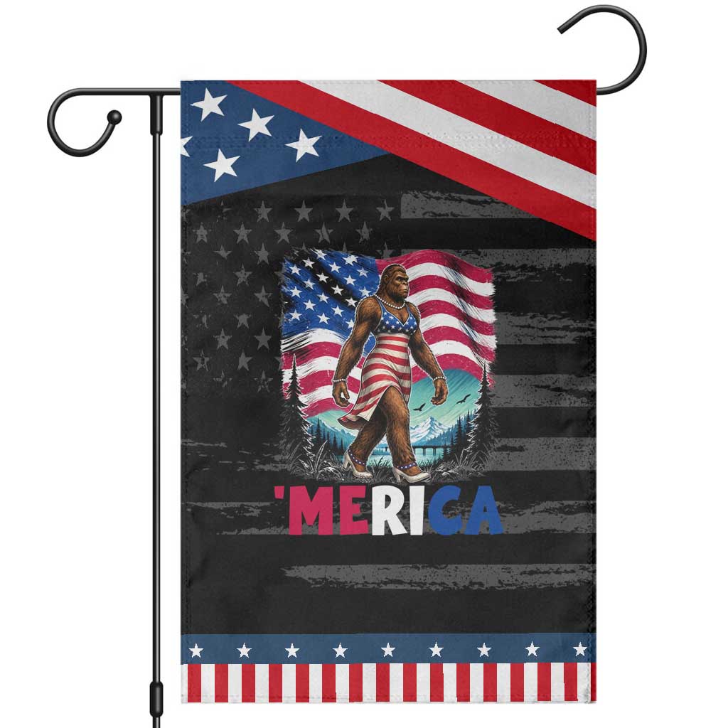Funny Sexy Bigfoot Patriotic Garden Flag Merica USA 250th Anniversary TS12 Distressed Black Blue Print Your Wear
