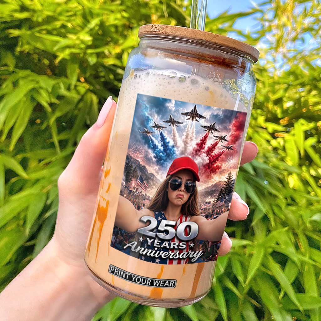 Funny Doll Face Meme 4th Of July Glass Can USA Freedom Jet Fighter Graphic TS12 Black Print Your Wear