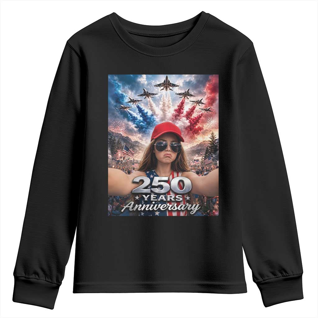 Funny Doll Face Meme 4th Of July Youth Sweatshirt USA Freedom Jet Fighter Graphic TS12 Black Print Your Wear