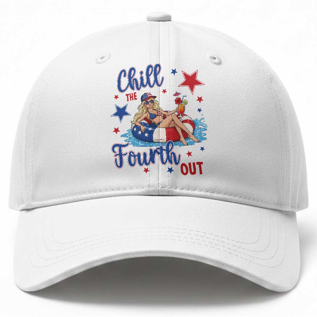 Funny Doll Face Meme 4th Of July Baseball Cap Chill The Fourth Out TS12 Print Your Wear