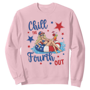 Funny Doll Face Meme 4th Of July Sweatshirt Chill The Fourth Out TS12 Light Pink Print Your Wear