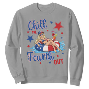 Funny Doll Face Meme 4th Of July Sweatshirt Chill The Fourth Out TS12 Sport Gray Print Your Wear