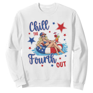 Funny Doll Face Meme 4th Of July Sweatshirt Chill The Fourth Out TS12 White Print Your Wear