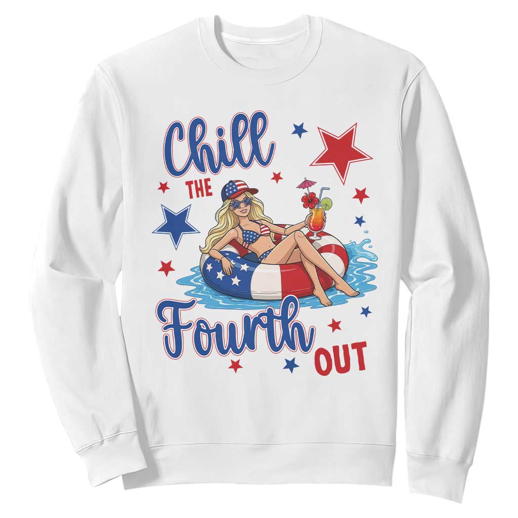 Funny Doll Face Meme 4th Of July Sweatshirt Chill The Fourth Out TS12 White Print Your Wear