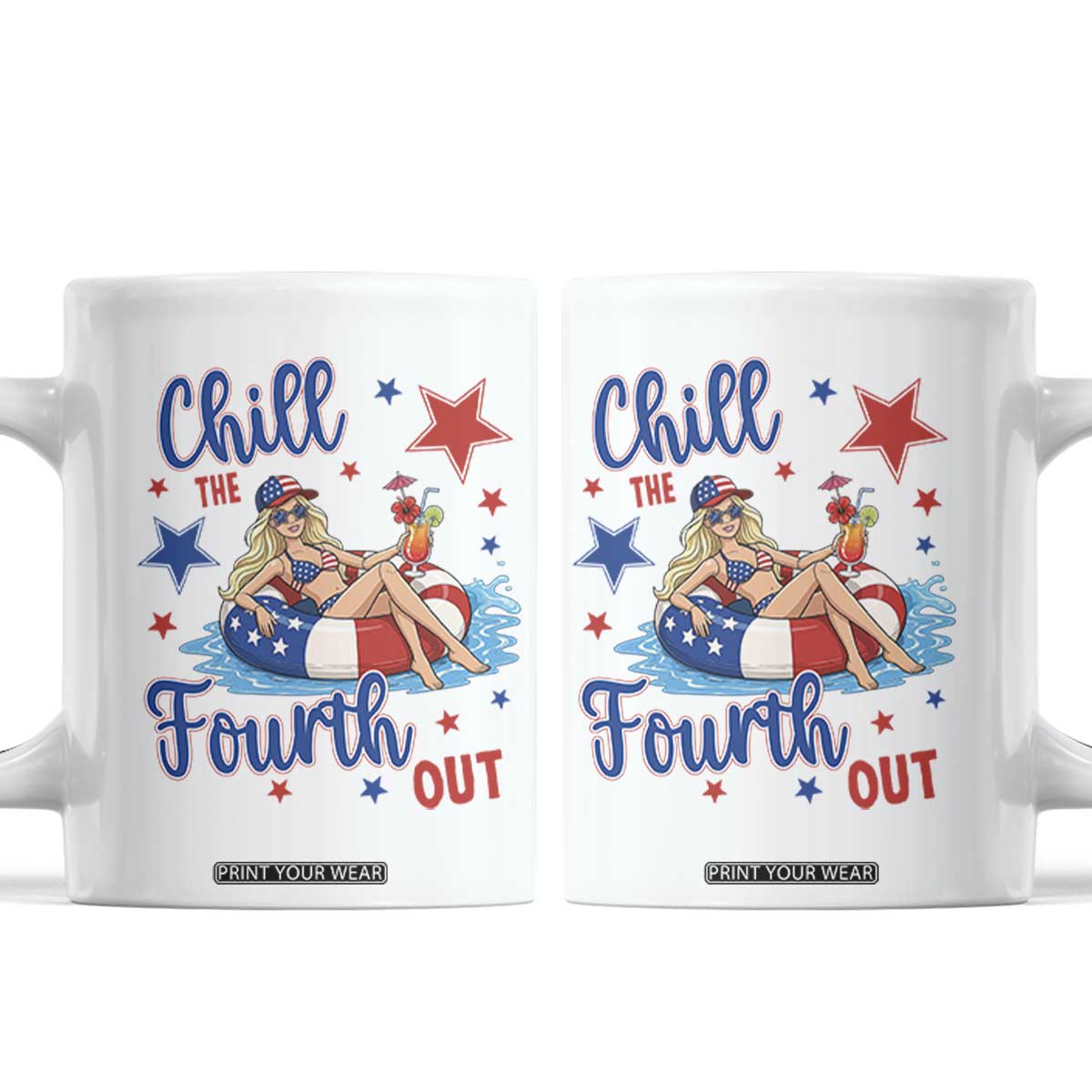 Funny Doll Face Meme 4th Of July Coffee Mug Chill The Fourth Out TS12 White Print Your Wear
