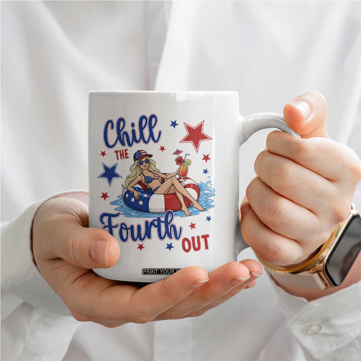 Funny Doll Face Meme 4th Of July Coffee Mug Chill The Fourth Out TS12 Print Your Wear
