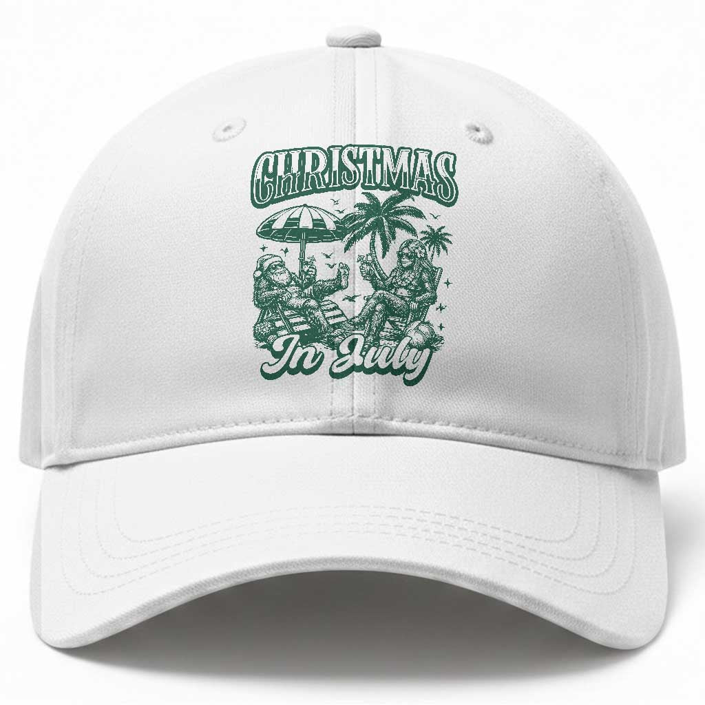 Vintage Summer Christmas Bigfoot Couple Baseball Cap Tropical Xmas Graphic TS12 Print Your Wear
