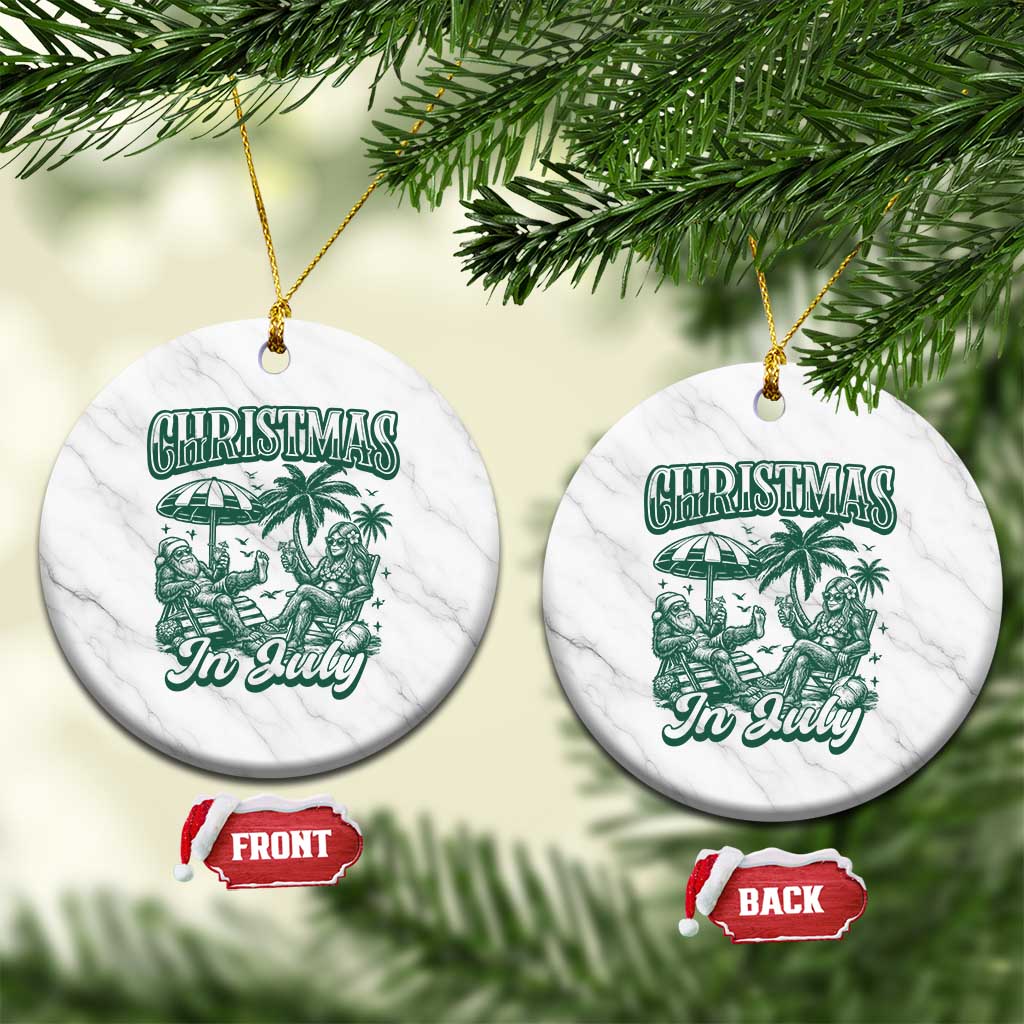 Vintage Summer Christmas Bigfoot Couple Ceramic Ornament Tropical Xmas Graphic TS12 1pc White Marble Print Your Wear