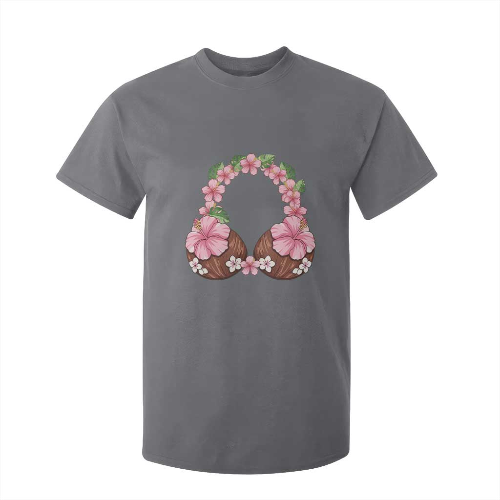 Hibiscus Flower Coconut Bra T Shirt For Kid Tropical Summer Graphic TS12 Charcoal Print Your Wear