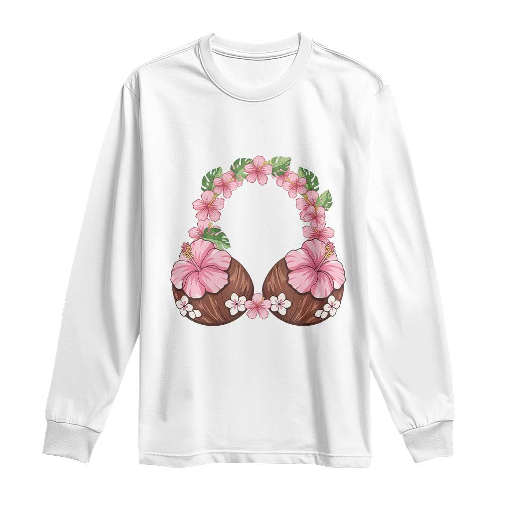 Hibiscus Flower Coconut Bra Long Sleeve Shirt Tropical Summer Graphic TS12 White Print Your Wear