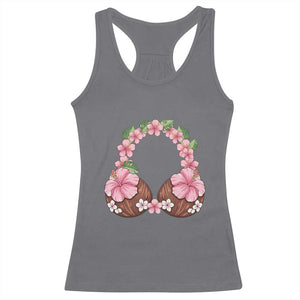 Hibiscus Flower Coconut Bra Racerback Tank Top Tropical Summer Graphic TS12 Charcoal Print Your Wear
