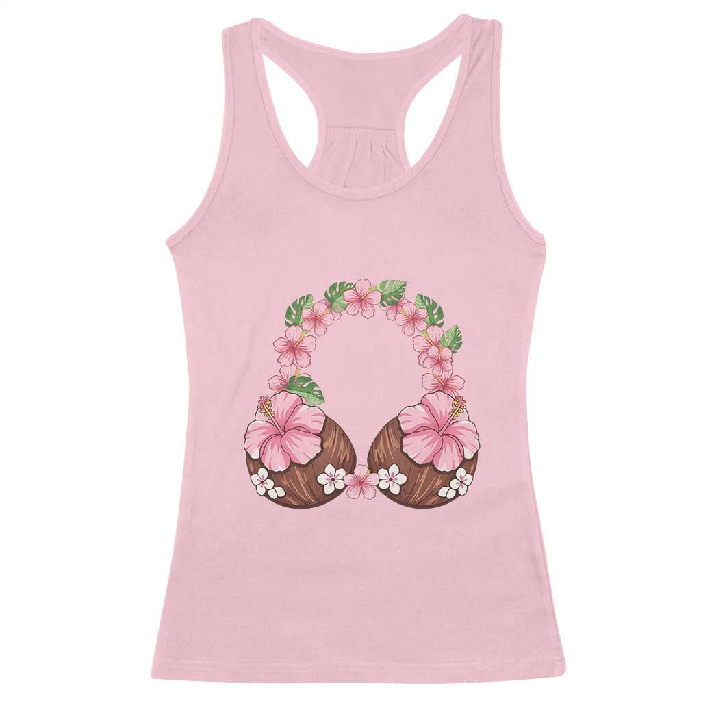 Hibiscus Flower Coconut Bra Racerback Tank Top Tropical Summer Graphic TS12 Light Pink Print Your Wear