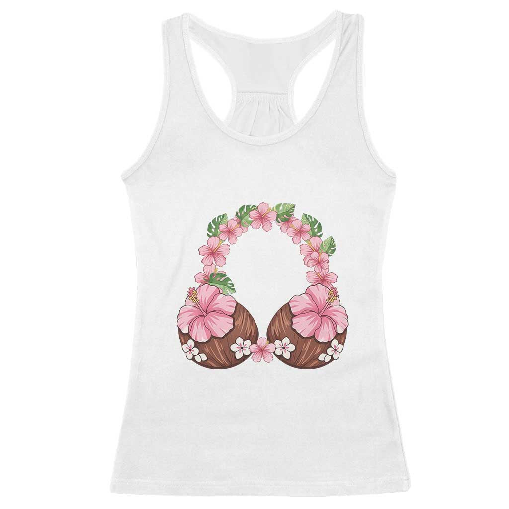 Hibiscus Flower Coconut Bra Racerback Tank Top Tropical Summer Graphic TS12 White Print Your Wear