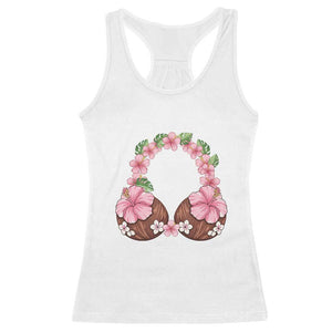 Hibiscus Flower Coconut Bra Racerback Tank Top Tropical Summer Graphic TS12 White Print Your Wear