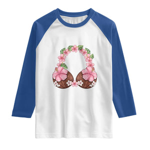 Hibiscus Flower Coconut Bra Raglan Shirt Tropical Summer Graphic TS12 White Royal Print Your Wear