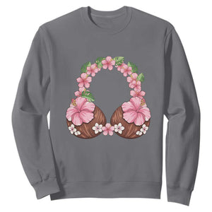 Hibiscus Flower Coconut Bra Sweatshirt Tropical Summer Graphic TS12 Charcoal Print Your Wear