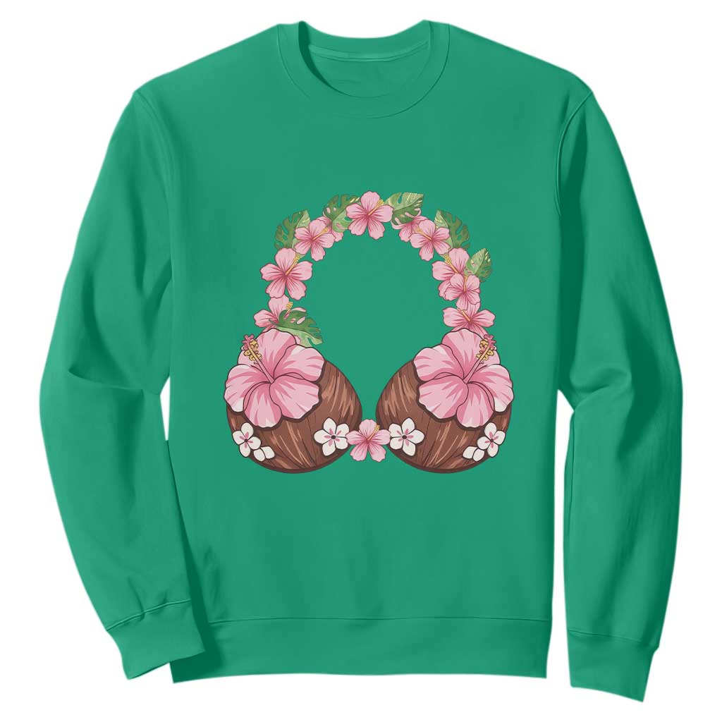 Hibiscus Flower Coconut Bra Sweatshirt Tropical Summer Graphic TS12 Irish Green Print Your Wear
