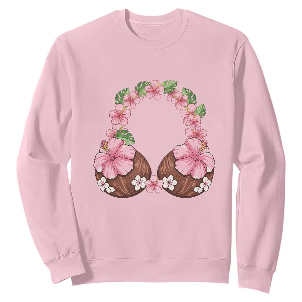 Hibiscus Flower Coconut Bra Sweatshirt Tropical Summer Graphic TS12 Light Pink Print Your Wear