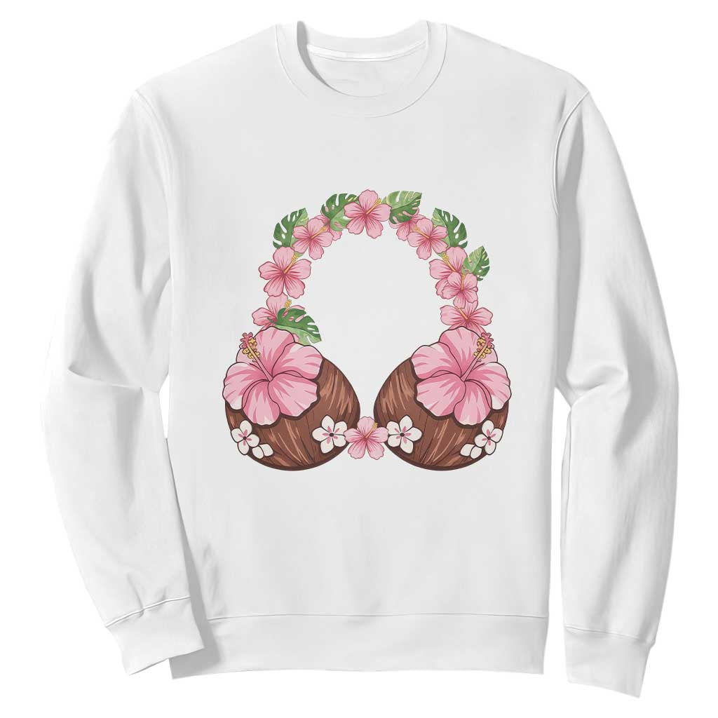 Hibiscus Flower Coconut Bra Sweatshirt Tropical Summer Graphic TS12 White Print Your Wear